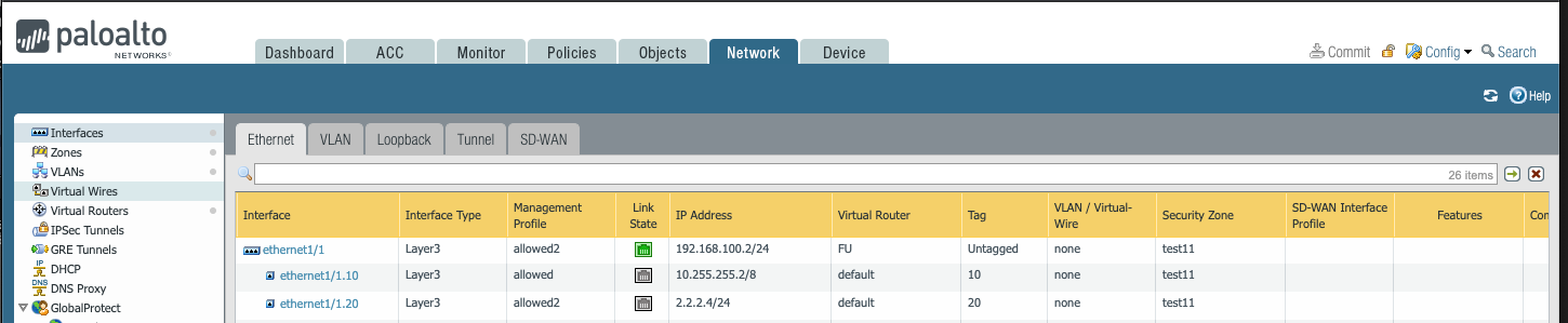 Palo Alto Firewall Interface Management Profile Window for X695 Palo Alto Firewall Interface Management Profile Window for X695